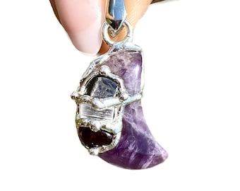 Manifestation Moon Amulet - Moon Shaped Crystal Pendant - Crystals for Manifestation - Gemstone Amulet - Manifestation Crystal Amulet