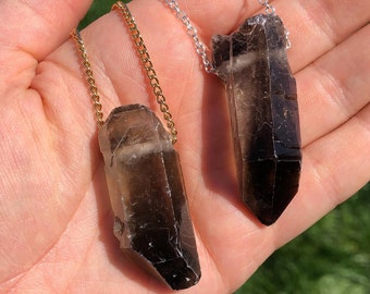 Raw Smoky Quartz Point Pendant - Smoky Quartz Crystal Necklace - Healing Crystal Necklace - Raw Crystal Point - Smoky Quartz Jewelry