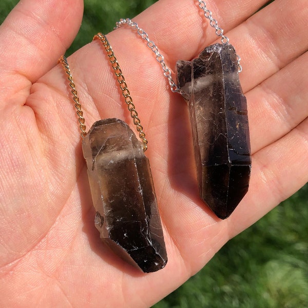 Raw Smoky Quartz Point Pendant - Smoky Quartz Crystal Necklace - Healing Crystal Necklace - Raw Crystal Point - Smoky Quartz Jewelry