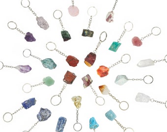 Raw Crystal Keychain - 30+ Crystals to Choose From! - Rough Gemstone Keychain - Natural Healing Crystal Key Rings - Unique Keychain Gift