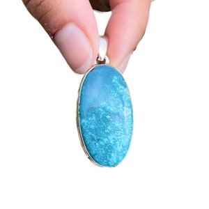Shattuckite Pendant - Polished Shattuckite Crystal in Sterling Silver - Oval Shaped Shattuckite Necklace - Handmade Shattuckite Jewelry 230