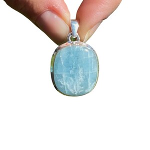 Aquamarine Pendant - Sterling silver pendant - aquamarine necklace - aquamarine jewelry - natural aquamarine crystal 706