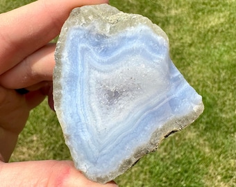 Raw Blue Lace Agate - High Quality Crystal Agate - Rough Blue Lace Agate - Blue Lace Agate w/ Druzy Quartz - Blue Lace Agate from Malawi