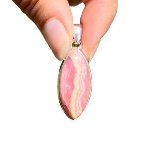 rhodochrosite pendant - rhodochrosite necklace - rhodochrosite jewelry - pink rhodochrosite - Sterling silver - rhodochrosite crystal 1827