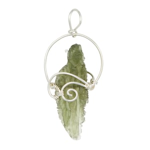 Raw Moldavite Pendant - Sterling Silver Wire Wrapped Moldavite Necklace - Genuine Moldavite Crystal Pendant - Handmade Jewelry - #140