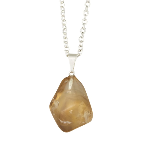 Natural Citrine Crystal Tumbled Stone Pendant - Natural Citrine Stone Necklace - Polished Brazilian Citrine Crystal - NOT Treated Citrine