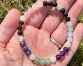 Worry, Self Esteem, Calming, Stress, Love Grounding Bracelet - Elastic Bracelet - Healing Crystal Bracelet - Lepidolite bracelet moonstone