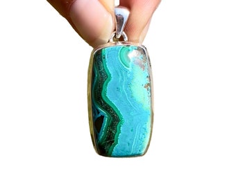 chrysocolla malachite pendant - malachite chrysocolla cabochon - healing crystals - chrysocolla jewelry - chrysocolla pendant 972