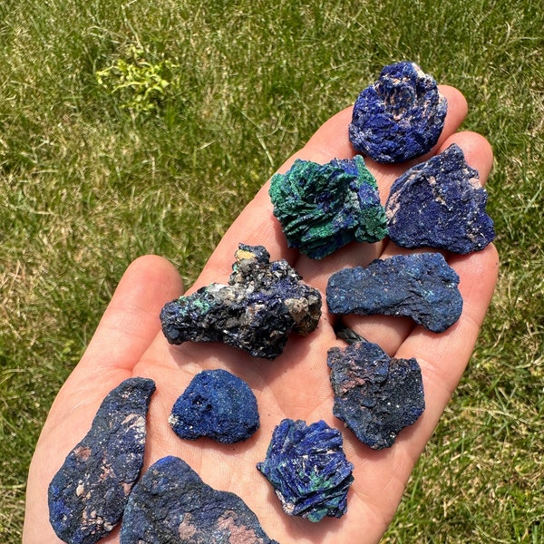 Raw Azurite Crystal - Rough Azurite Malachite Stone - Raw Azurite Malachite Cluster - Natural Blue Azurite Gemstone