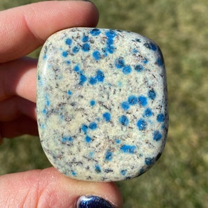 K2 Stone (Azurite in Quartz) Polished Worry Stone - Tumbled K2 Blue Jasper Stone - K2 Granite Crystal - Blue Azurite in Granite Gemstone