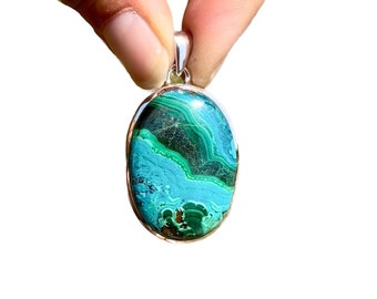 chrysocolla malachite pendant - malachite chrysocolla cabochon - healing crystals - chrysocolla jewelry - chrysocolla pendant 982