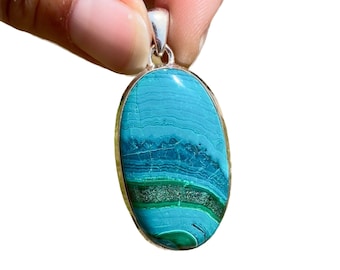 chrysocolla malachite pendant - malachite chrysocolla cabochon - healing crystals - chrysocolla jewelry - chrysocolla pendant 979