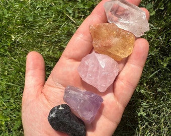 Crystals Starter Set - Raw Crystals and Stones - Beginners Crystal Set - Starter Pack - Crystal Kit - Natural Crystals