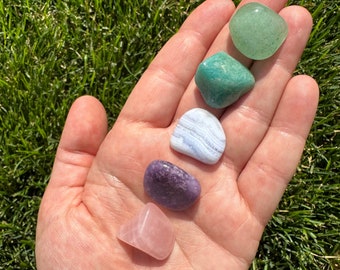 Worry and Calming Crystal Set - Crystals and Stones Set - Tumbled Gemstones - Manifest Calm - Starter Kit