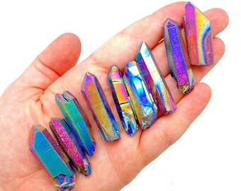 チタンオーラクォーツクリスタル - レインボーフレイムオーラ