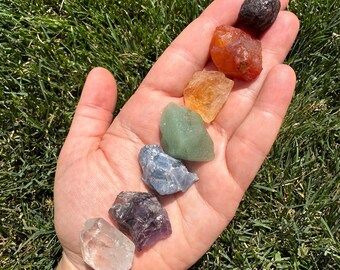 Seven Chakra Crystal Set - Raw 7 Chakra Set - Chakra Balancing & Cleansing Stones - Rough Chakra Gemstones - 7 Chakra Healing Crystal Set