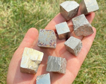 Raw Pyrite Cube - Rough Pyrite - Grade B - Sizes .5" - 1.5" - Raw Pyrite Stone - Raw Peruvian Pyrite Cube - Natural Pyrite Cube from Peru