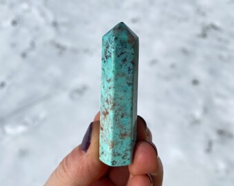 Peruvian Turquoise Stone Point (Chrysocolla) - Turquoise from Peru - Peruvian Turquoise Crystal Point - Polished Turquoise Crystal Tower