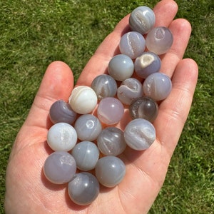 Druzy Agate Crystal Sphere - Mini Agate Sphere - Small Hand Carved Agate Marbles - Polished Agate - Mini Crystal Ball - Pocket Agate Crystal