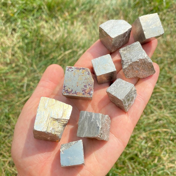 Raw Pyrite Cube - Rough Pyrite - Grade B - Sizes .5" - 1.5" - Raw Pyrite Stone - Raw Peruvian Pyrite Cube - Natural Pyrite Cube from Peru