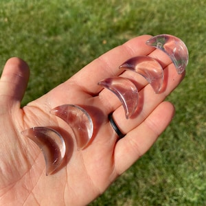 Smoky Quartz Crystal Moon (~1&quot;) - Crescent Moon Stone - Smoky Quartz Stone Moon - Polished Crystal Moon - Carved Smoky Quartz Moon