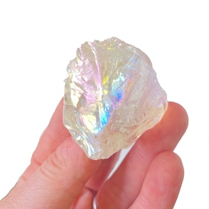 Raw Angel Aura Quartz Crystal 1&quot;-2&quot; - Raw Angel Aura Stone - Rough Aura Quartz Crystal - Angel Aura Quartz Raw - Raw Aura Quartz Stone