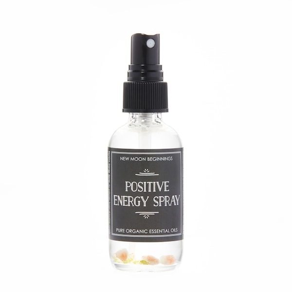 Positive Energy Mist - Organic Essential Oils - Positive Energy Spray - Citrine, Sunstone, & Peridot crystals - Aromatherapy Spray