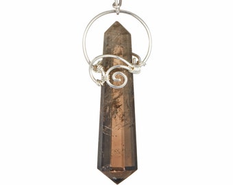 Smoky Quartz Pendant - Sterling Silver Wire Wrapped Pendant - Polished Smoky Quartz Crystal Necklace - Handmade Smoky Quartz Jewelry 72