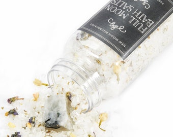 Full Moon Bath Salt Soak - Manifesting Bath Salt - Energy Cleansing Bath Salts - Full Moon Ritual Bath Salt - Herbal Bath Soak - Moonstone