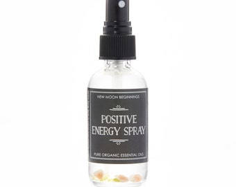 Positive Energy Mist - Organic Essential Oils - Positive Energy Spray - Citrine, Sunstone, & Peridot crystals - Aromatherapy Spray