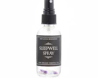 Spray Sleepwell - Huiles essentielles de lavande et de camomille - Brume somnifère - Améthyste et quartz - Aromathérapie - Insomnie - Sommeil