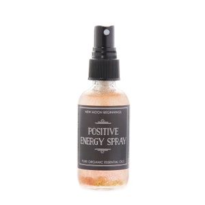 Positive Energy Spray Organic Essential Oils Positive Energy Mist Citrine, Sunstone, & Peridot Crystals Rose Gold Aromatherapy Spray image 1