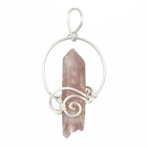 Raw Lithium Quartz Pendant - Sterling Silver Wire Wrapped Pendant - Handmade Lithium Quartz Necklace - One of a Kind Lithium Quartz - 30