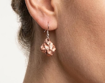 Natural Copper Earrings - Genuine Copper from Michigan - Copper Dangle Earrings - Real Copper Gift - Natural Copper - Copper Anniversary