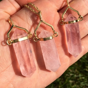 Rose Quartz Point Pendant - Rose Quartz Crystal - Polished Rose Quartz Point Necklace - Rose Quartz Jewelry - Crystal Necklace