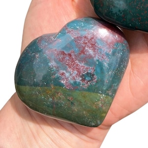 Bloodstone Heart (1.75&quot; - 2.5&quot;) Bloodstone Polished Heart - Tumbled Bloodstone Crystal - Large Bloodstone Heart - Bloodstone Palm Stone