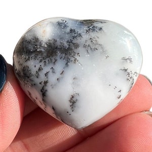 Dendritic Opal Stone Heart (0.5&quot; - 2&quot;) - Dendritic Opal Heart Crystal - Tumbled Merlinite Heart Stone - Dendrite Opal Crystal Heart Gemstone