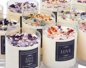 Handmade Love and Romance Candles - Love Crystal Candles - Love Manifestation Candles - Love Ritual Candles - Soy Romance Candles - Handmade