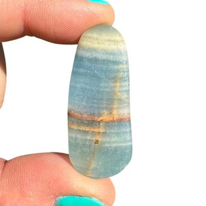 Blue Onyx Tumbled Stone - Size: .5&quot; to 2&quot; - Lemurian Aquatine Calcite Crystal - Tumbled Blue Onyx - Lemurian Blue Calcite (Not Polished)