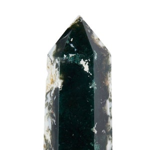 Moss Agate Point - Standing Moss Agate Stone Tower - Large Moss Agate Crystal Point - Green Crystal - Polished Moss Agate Crystal Tower #14