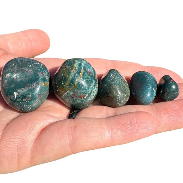 Tumbled Bloodstone - Real Bloodstone Crystal from India - Sizes: 0.25" to 1.5" - Root Chakra Stone - Polished Bloodstone Gemstone