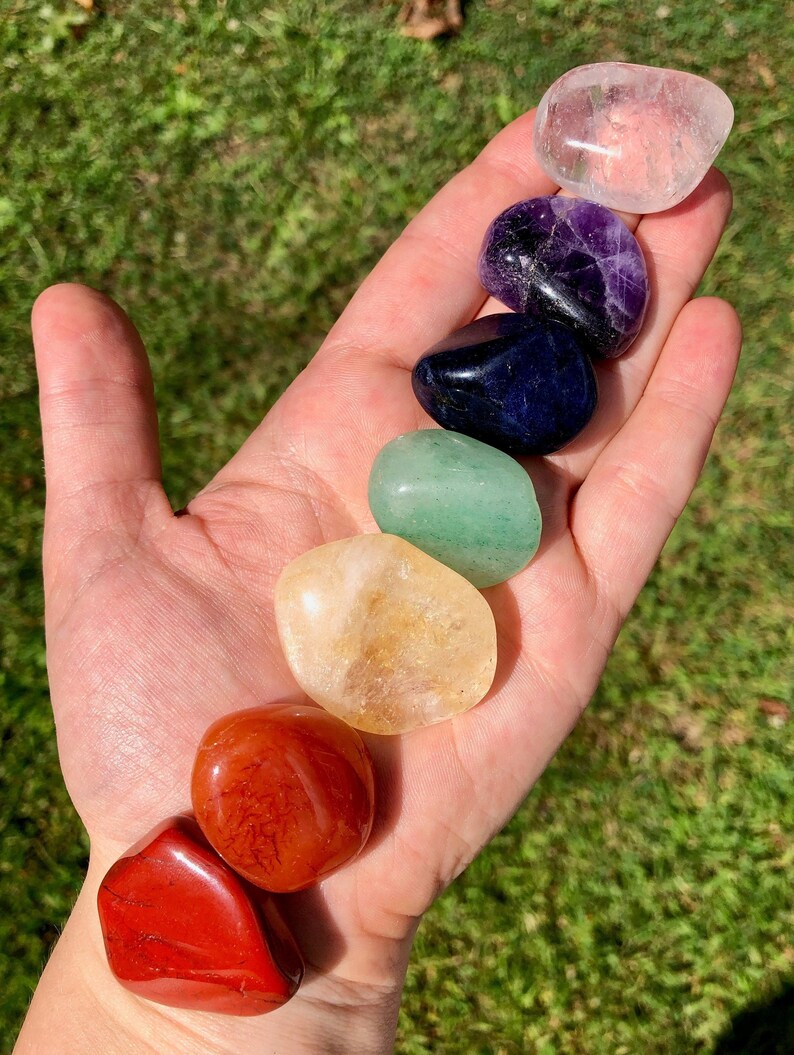 Seven Chakra Crystal Set - 7 Chakra Set - Tumbled Chakra Stone Set - Beginner Crystal Set - Cleansing Crystal - Chakra Balancer - Chakra Kit image 6