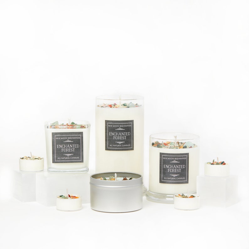 Enchanted Forest Candles Whimsical Candle Handmade with Crystals /& Herbs Romance and Love Candle Soy Aromatherapy Candle