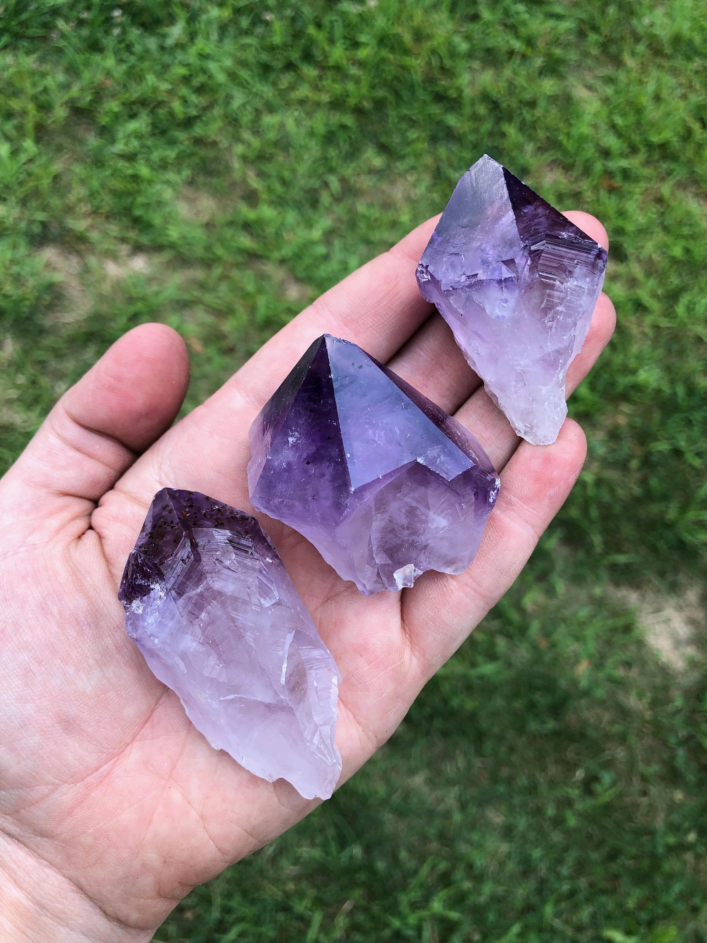 Raw Amethyst Crystal Point with Root (~1" - 4") - Amethyst Points - Raw Amethyst Stone - Crystals & Stones - Amethyst Crystal