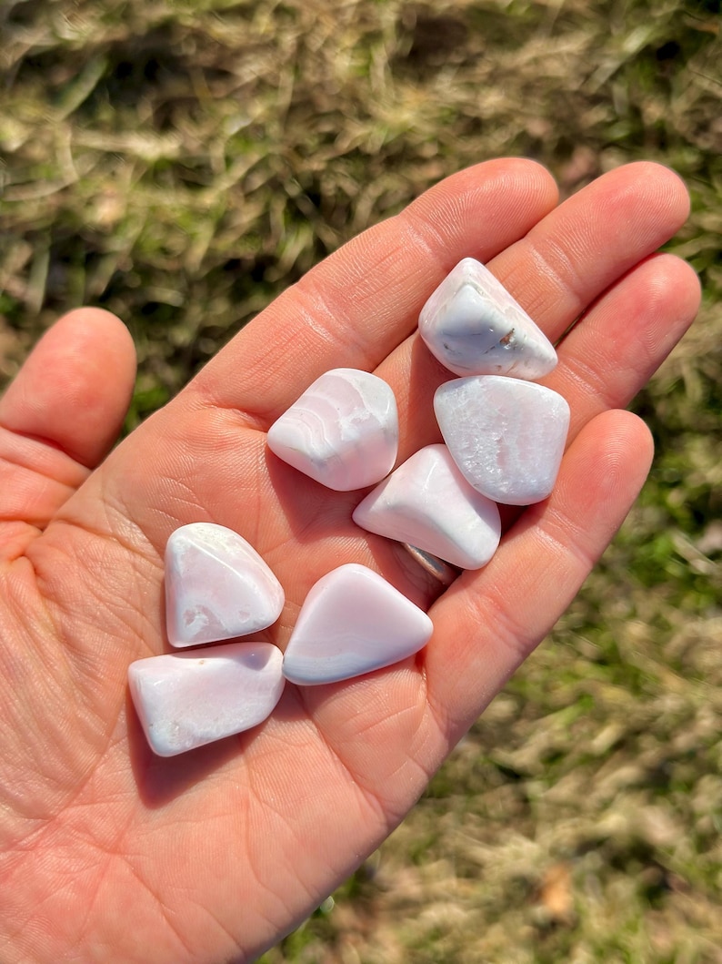 Mangano Calcite Tumbled Stone - Grade A - Multiple Sizes Available - Tumbled Pink Calcite Crystal - Fluorescent Mineral - Polished Mangano 0.5" to 0.75"