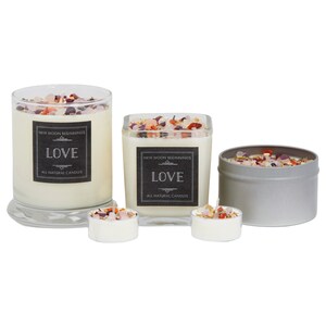 Love Candles - Happiness & Love Candle - Anniversary Gift - Wedding Candle - Soy Aromatherapy Candle - Crystal Candle for Love - Handmade! image 11