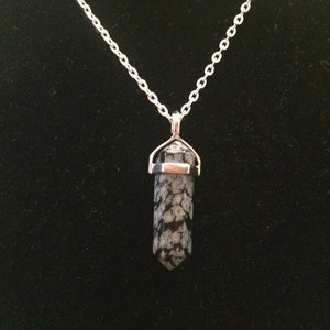 Snowflake Obsidian Necklace Snowflake Obsidian Pendant Healing Crystal Necklace Crystal Point Pendant Polished Snowflake Obsidian image 5