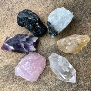 Good Vibes Crystal Set Raw Crystals and Stones Healing Crystal Crystal Starter Kit Good Vibrations Positive Energy Raw Crystal Set image 2