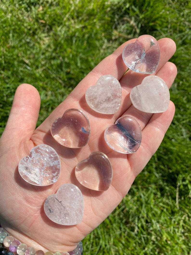 Clear Quartz Crystal Heart (0.75"-1.5") Tumbled Clear Quartz Heart Stone - Polished Crystal Clear Quartz - Clear Quartz Stone Heart image 6