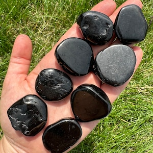 Jet Stone Slab - Jet Stone Slice - Black Jet Crystal - Small Jet Palm Stone - Healing Crystal Slab - Polished Jet Crystal - Jet Worry Stone